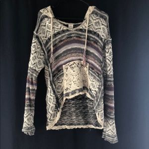 Cozy lace trimmed light sweater